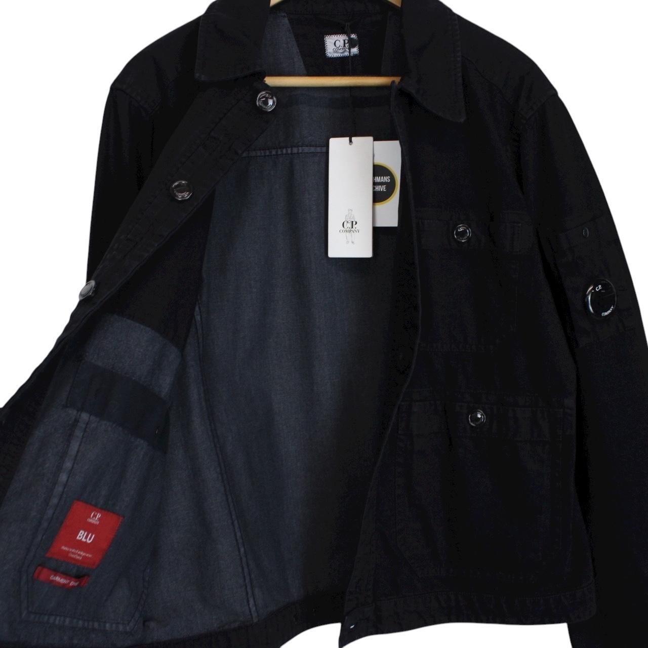 CP Company ‘Blu’ Navy Blue Garment Dyed Button Up Cotton Lens Overshirt
