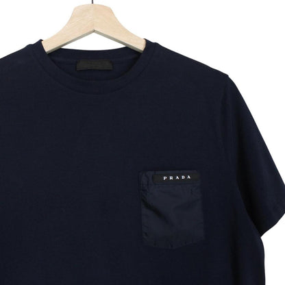 Prada Navy Blue Nylon Pocket Cotton Short Sleeve T-Shirt