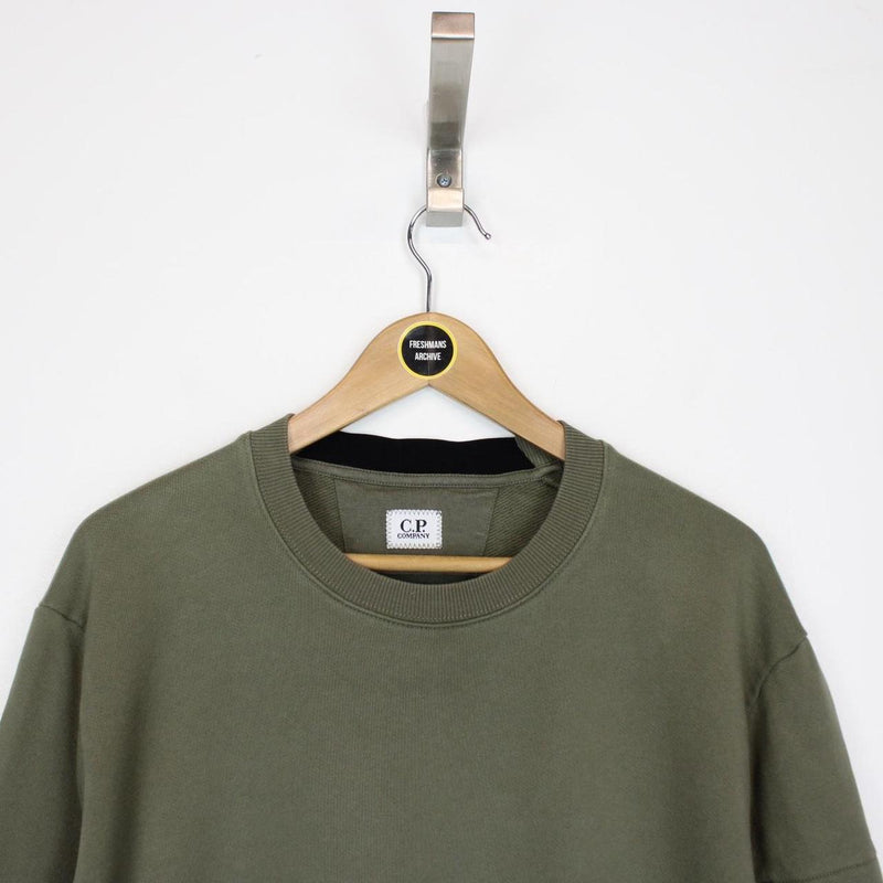 CP Company Khaki Green Goggle Lens Cotton Sweatshirt Jumper