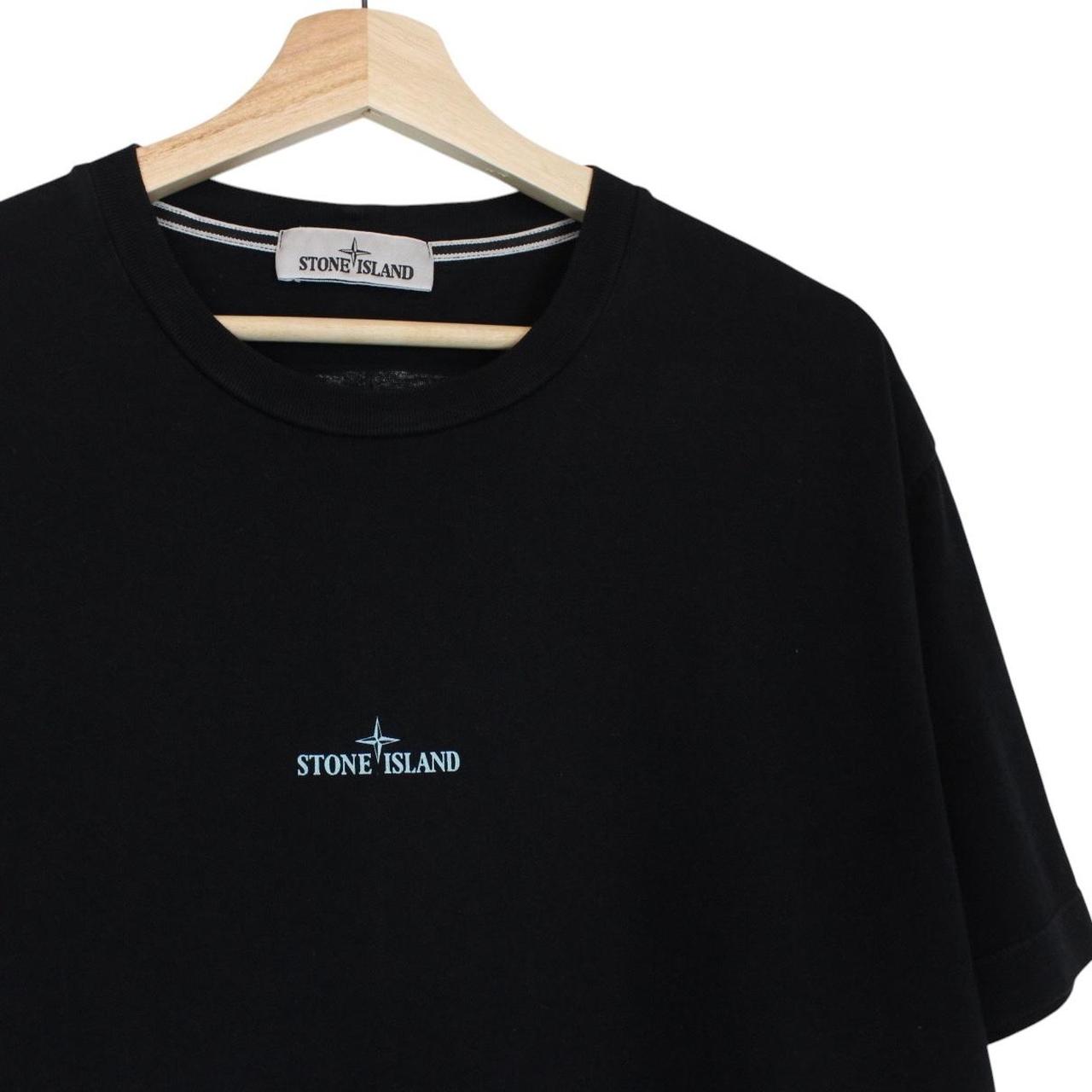 Stone Island black pocket t-shirt with logo print, made of cotton, size large.