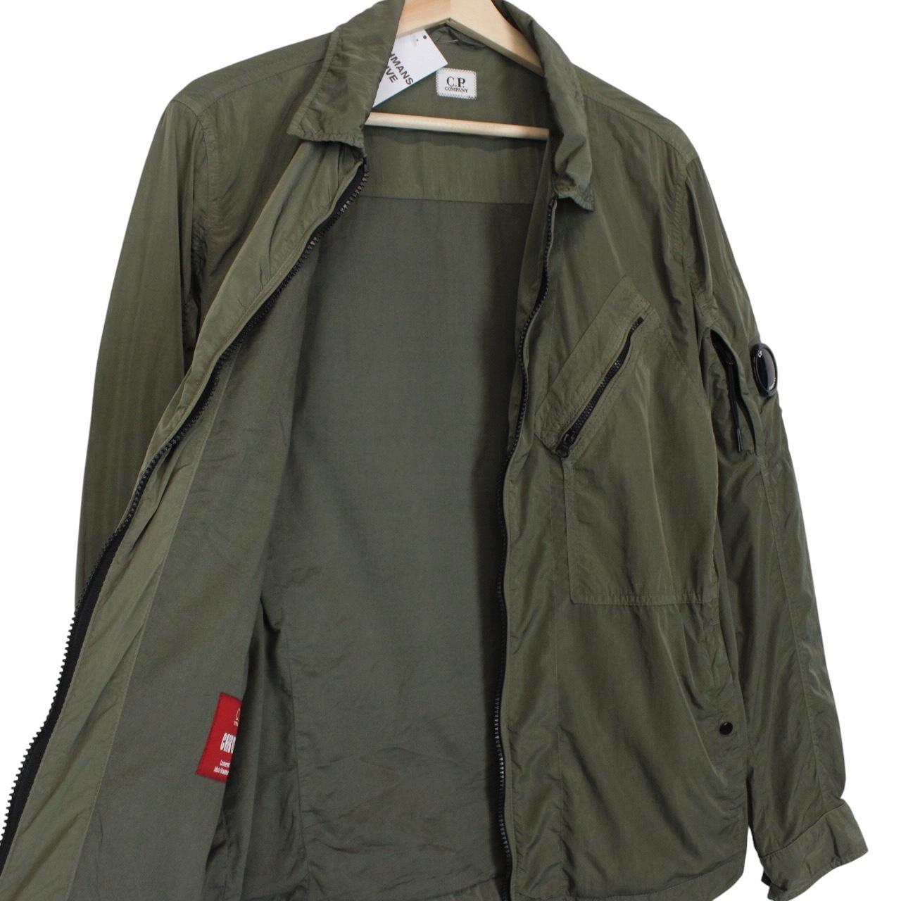 CP Company Khaki Green Chrome Nylon Garment Dyed Lens Overshirt Jacket