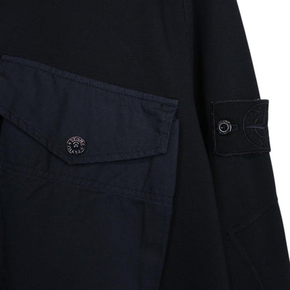 Stone Island Ghost SS 2020 Navy Blue Cotton 1/4 Zip Hoodie Jumper