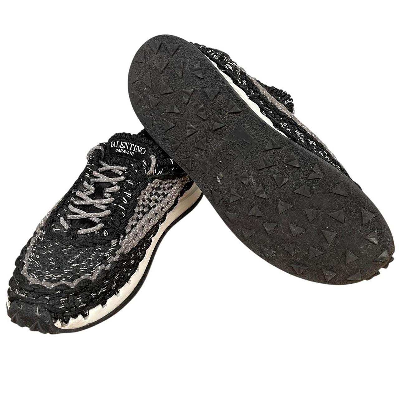 Valentino Garavani Black and Grey Crochet Rope Trainers