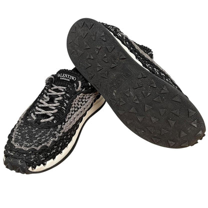 Valentino Garavani Black and Grey Crochet Rope Trainers