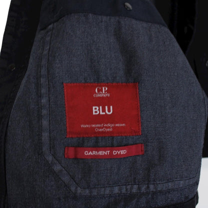 CP Company ‘Blu’ Navy Blue Garment Dyed Button Up Cotton Lens Overshirt