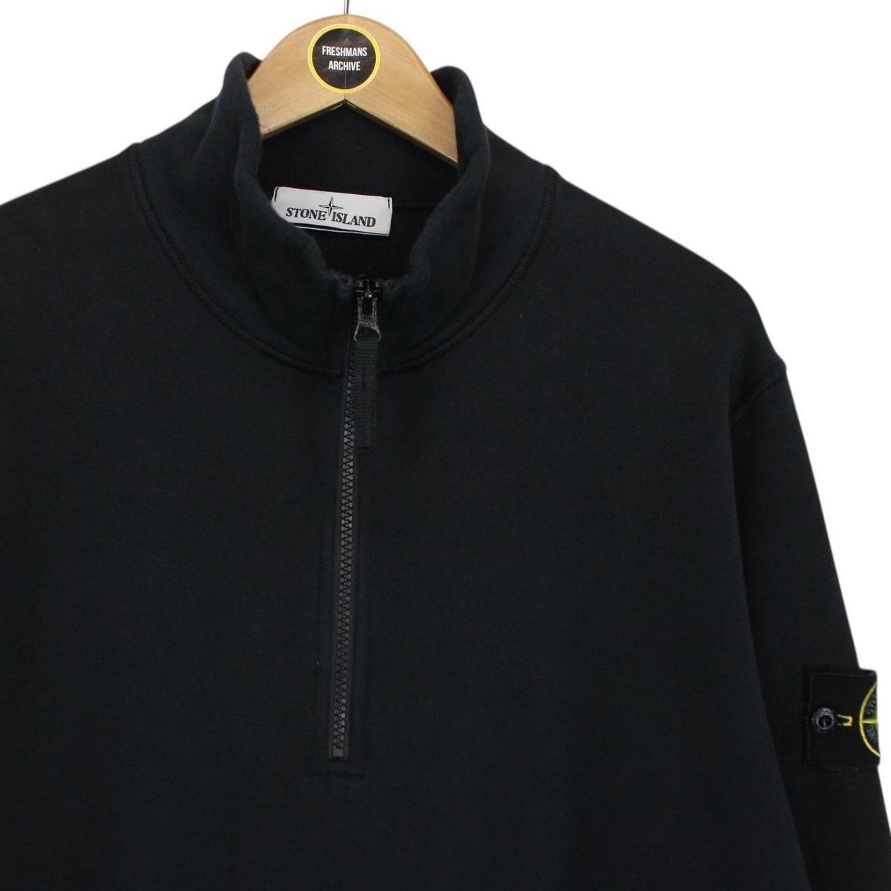 Stone Island AW 2023 Black Cotton 1/4 Zip Sweatshirt Jumper