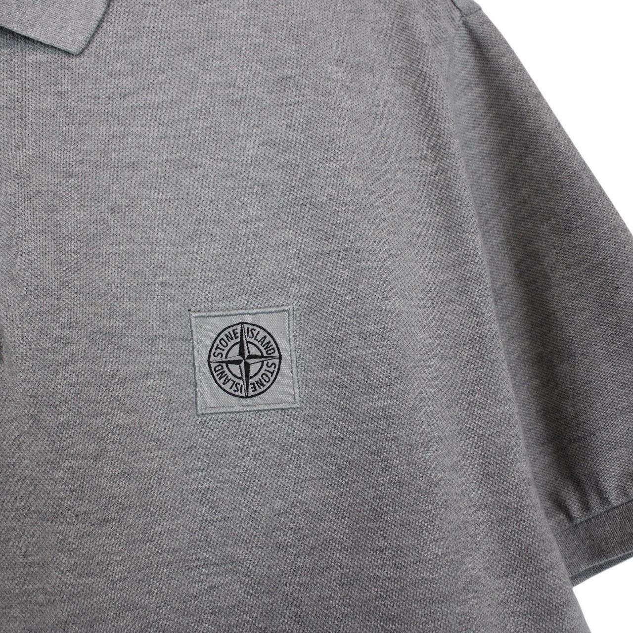 Stone Island SS 2017 Grey Short Sleeve Compass Cotton Polo Shirt