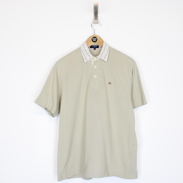 Vintage Burberry London Beige Short Sleeve Cotton Polo Shirt