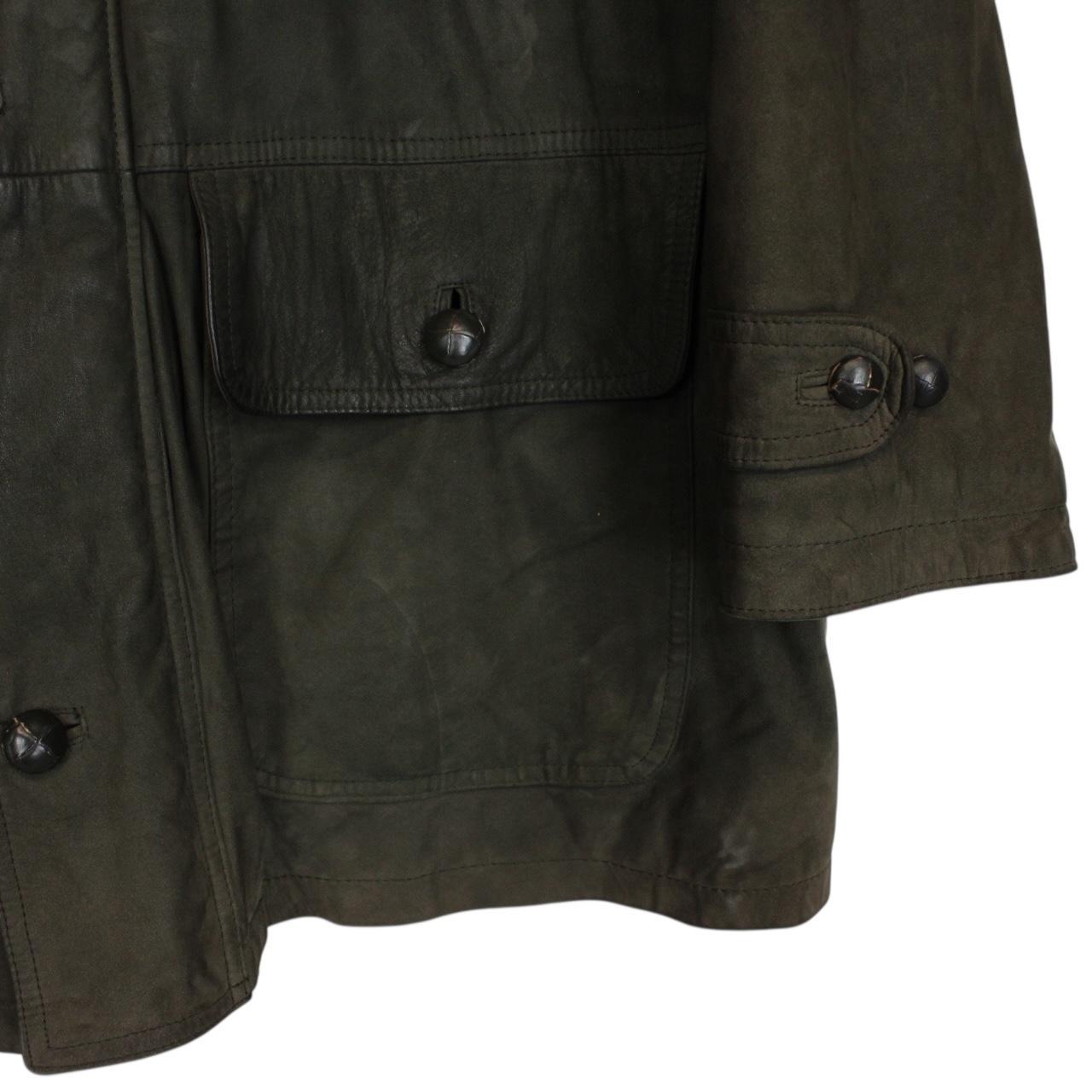 Vintage 90s Burberry Khaki Green Nova Check Lined Quilted Suede Leather Jacket