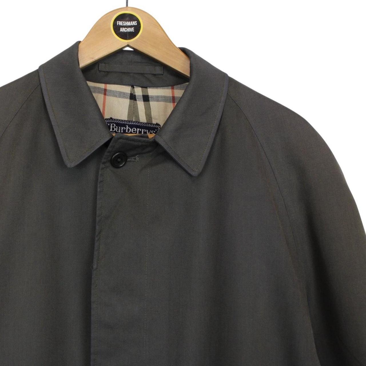 Vintage 80s Burberry Dark Grey Single Breasted Trench Coat
