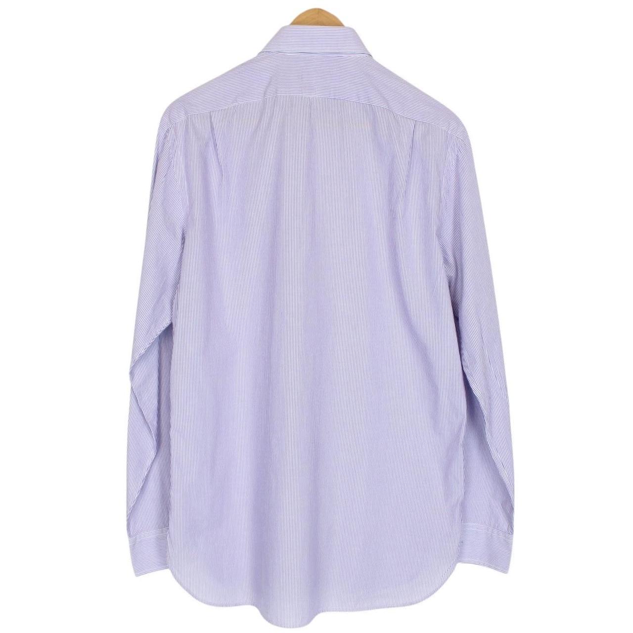 Polo Ralph Lauren Purple and White Striped Long Sleeve Cotton Shirt