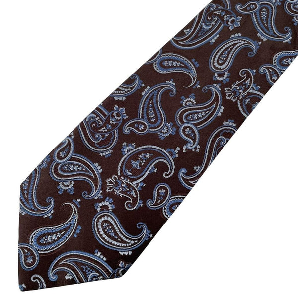 Michael Kors Brown and Blue Paisley Pattern Silk Tie