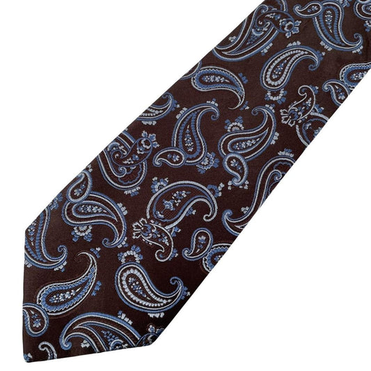 Michael Kors Brown and Blue Paisley Pattern Silk Tie