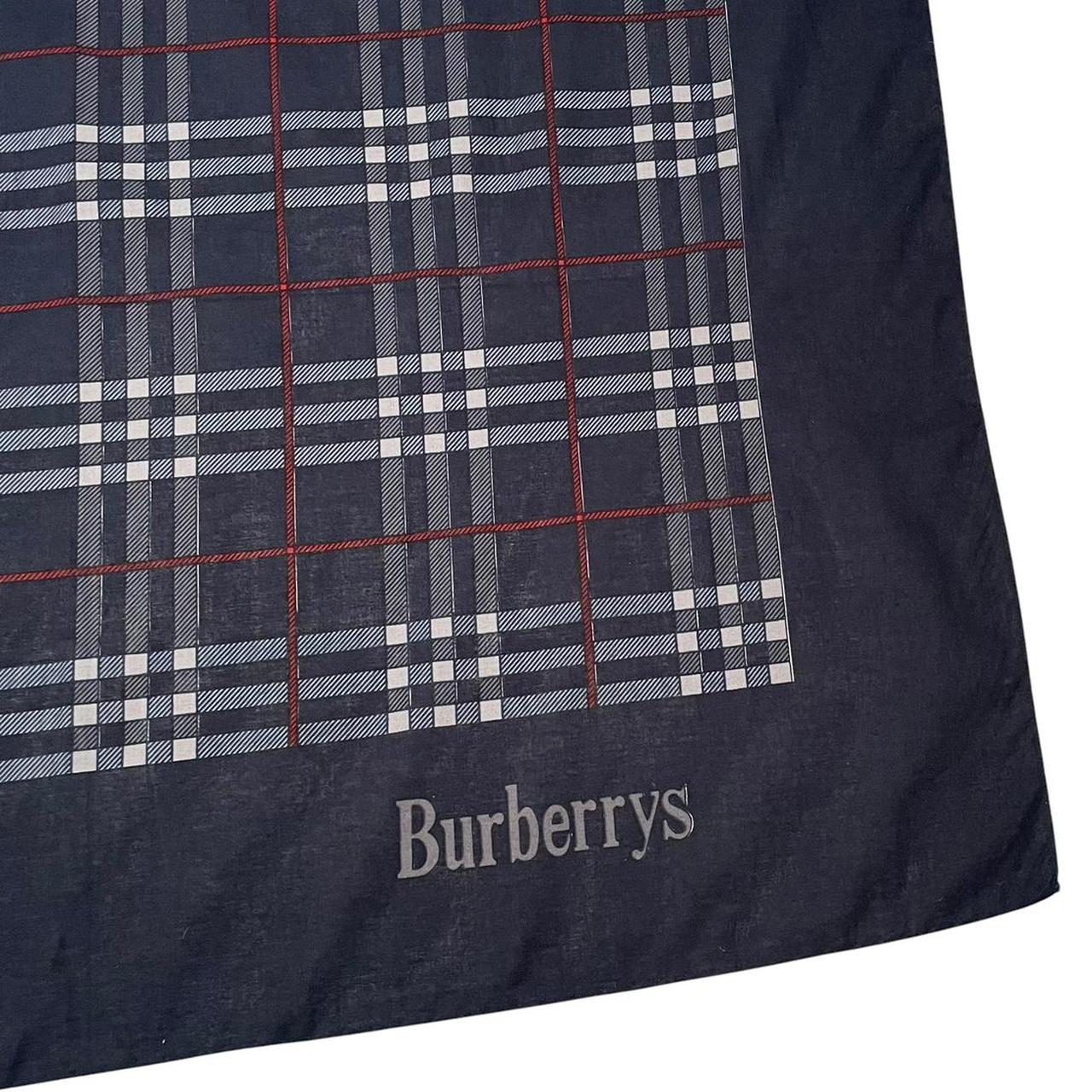 Vintage 90s Burberry Navy Blue Nova Check Cotton Square Scarf