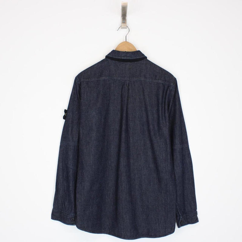 Stone Island AW 2017 Navy Blue Full Zip Denim Overshirt Jacket