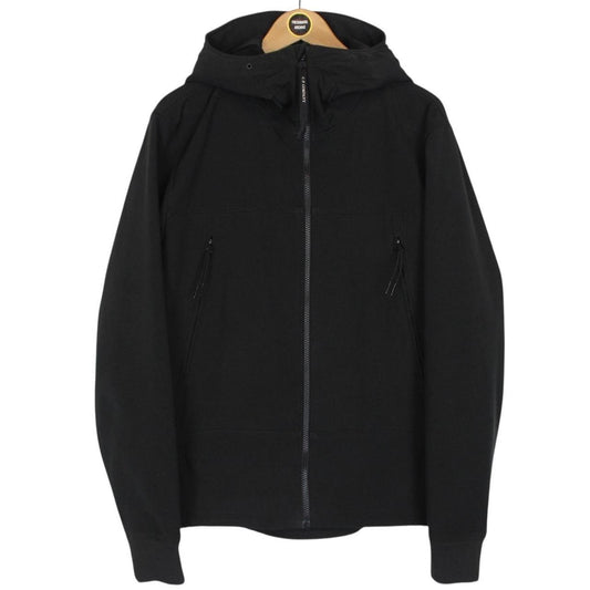 CP Company Black Full Zip Hooded Soft Shell Goggle Jacket