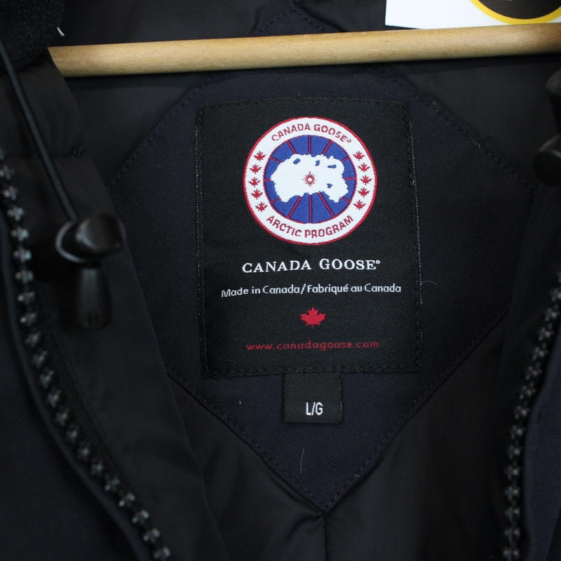 Canada Goose Navy Blue Victoria Parka Down Jacket with Fur Trim