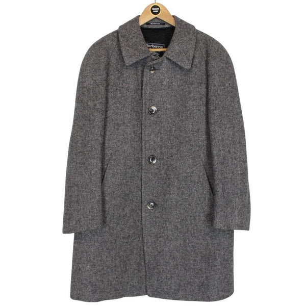Vintage 90s Burberry Grey Wool Overcoat