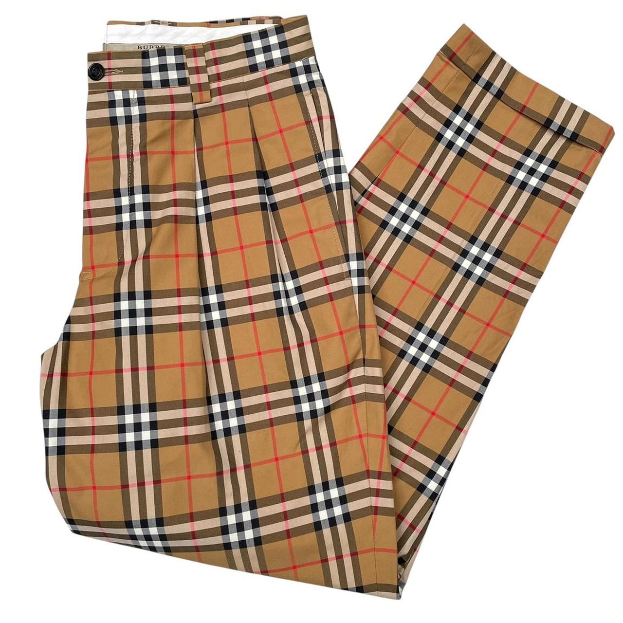 Burberry Tan Brown Nova Check Cotton Trousers