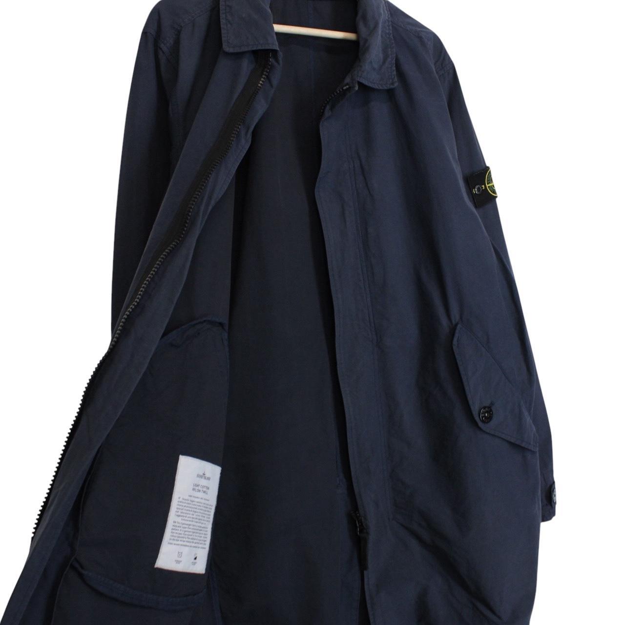 Stone Island SS 2017 Navy Blue Light Cotton Nylon Twill Mac Coat