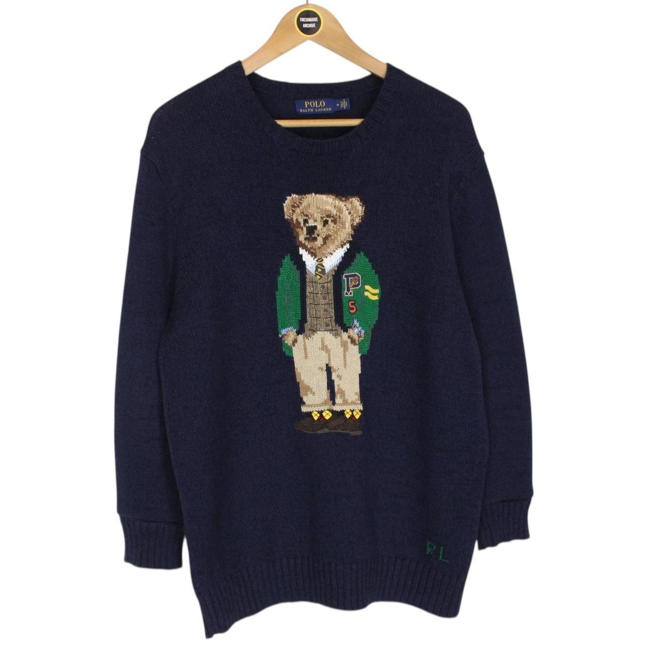 Polo Ralph Lauren University Bear Navy Blue Cotton Knit Jumper