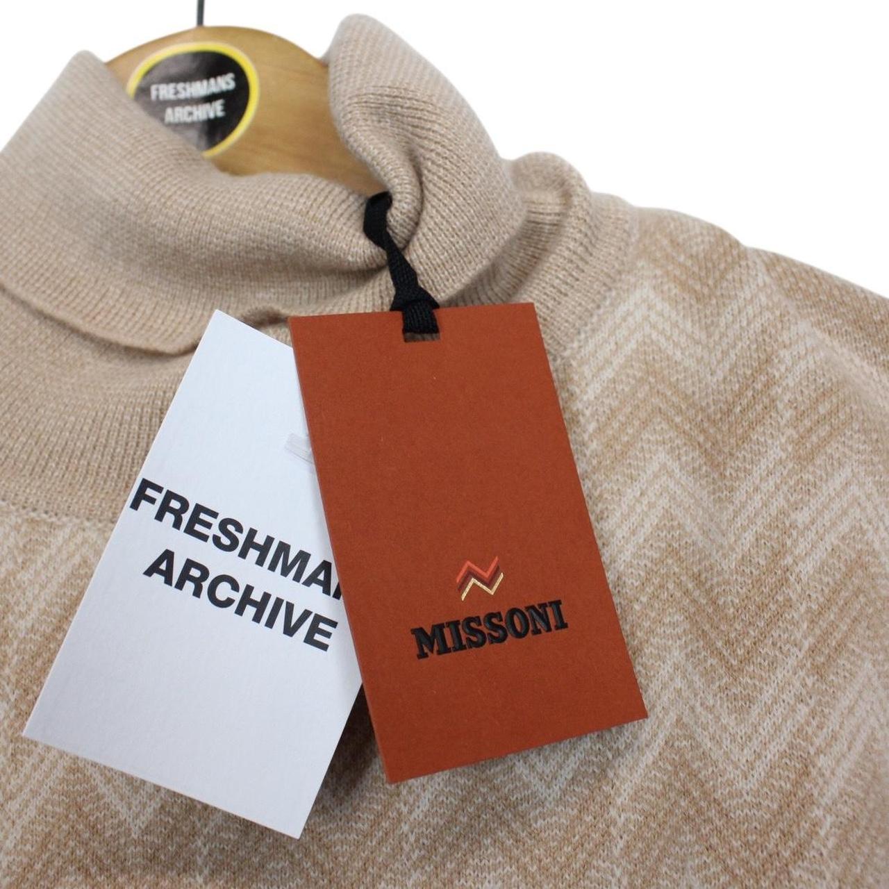 Missoni Beige Cashmere Wool Knit Roll Neck Sweater Jumper