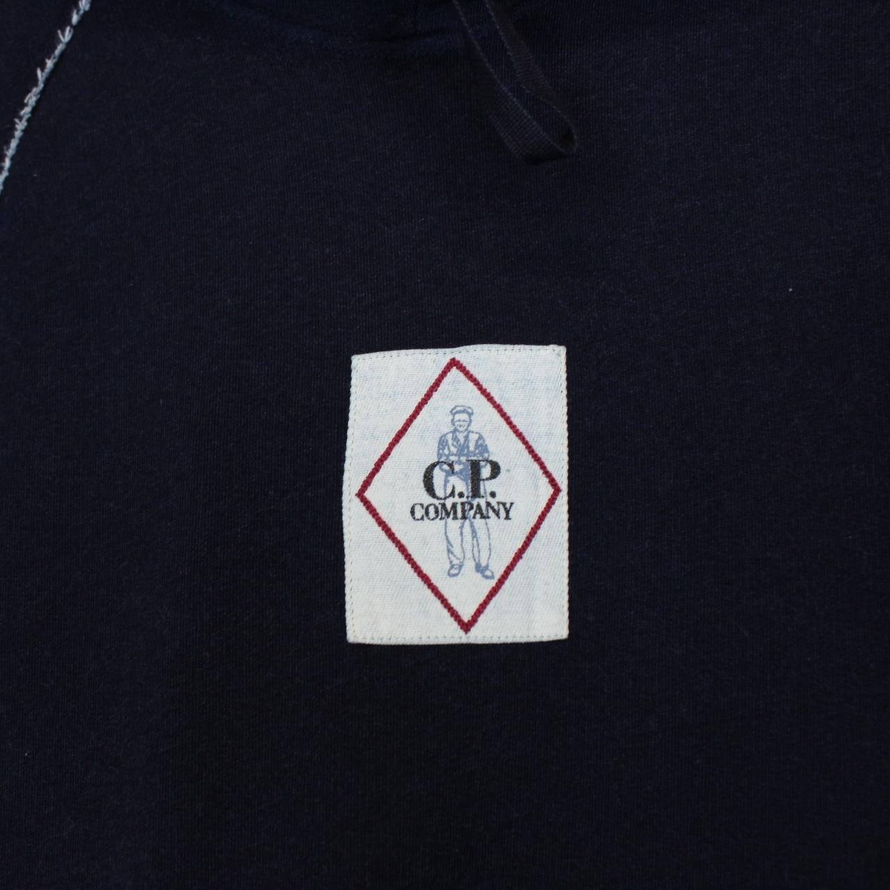 CP Company Denim Navy Blue Indigo Fleece Cotton Hoodie Jumper