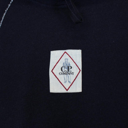 CP Company Denim Navy Blue Indigo Fleece Cotton Hoodie Jumper