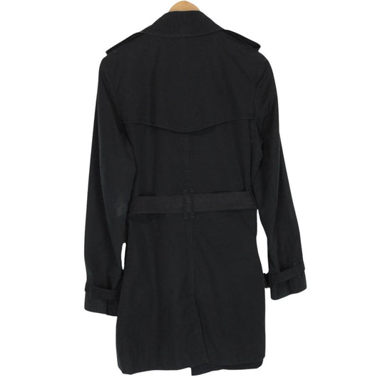 Burberry London Black Nova Check Double Breasted Belted Trench Coat