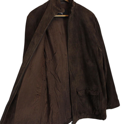 Vintage Burberry London Brown Full Zip Suede Leather Jacket