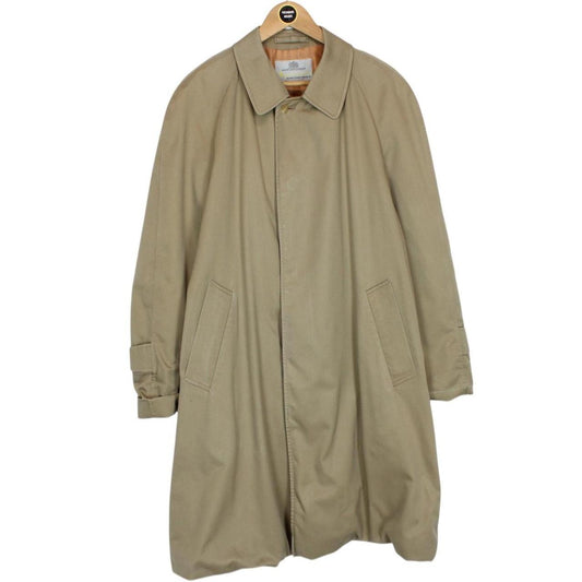 Vintage 80s Aquascutum Tan Brown House Check Cotton Blend Trench Coat
