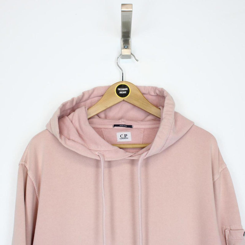 CP Company Rose Pink Garment Dyed Cotton Lens Hoodie Jumper