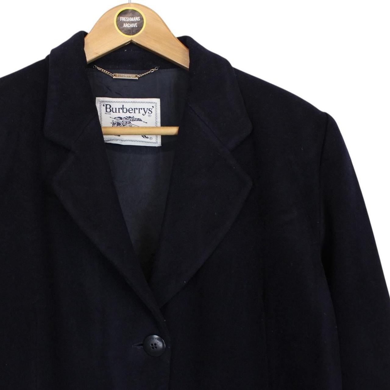 Vintage 90s Burberry Navy Blue Virgin Wool Blend Coat