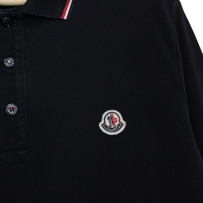 Moncler Maglia Manica Lunga Navy Blue Long Sleeve Cotton Polo Shirt