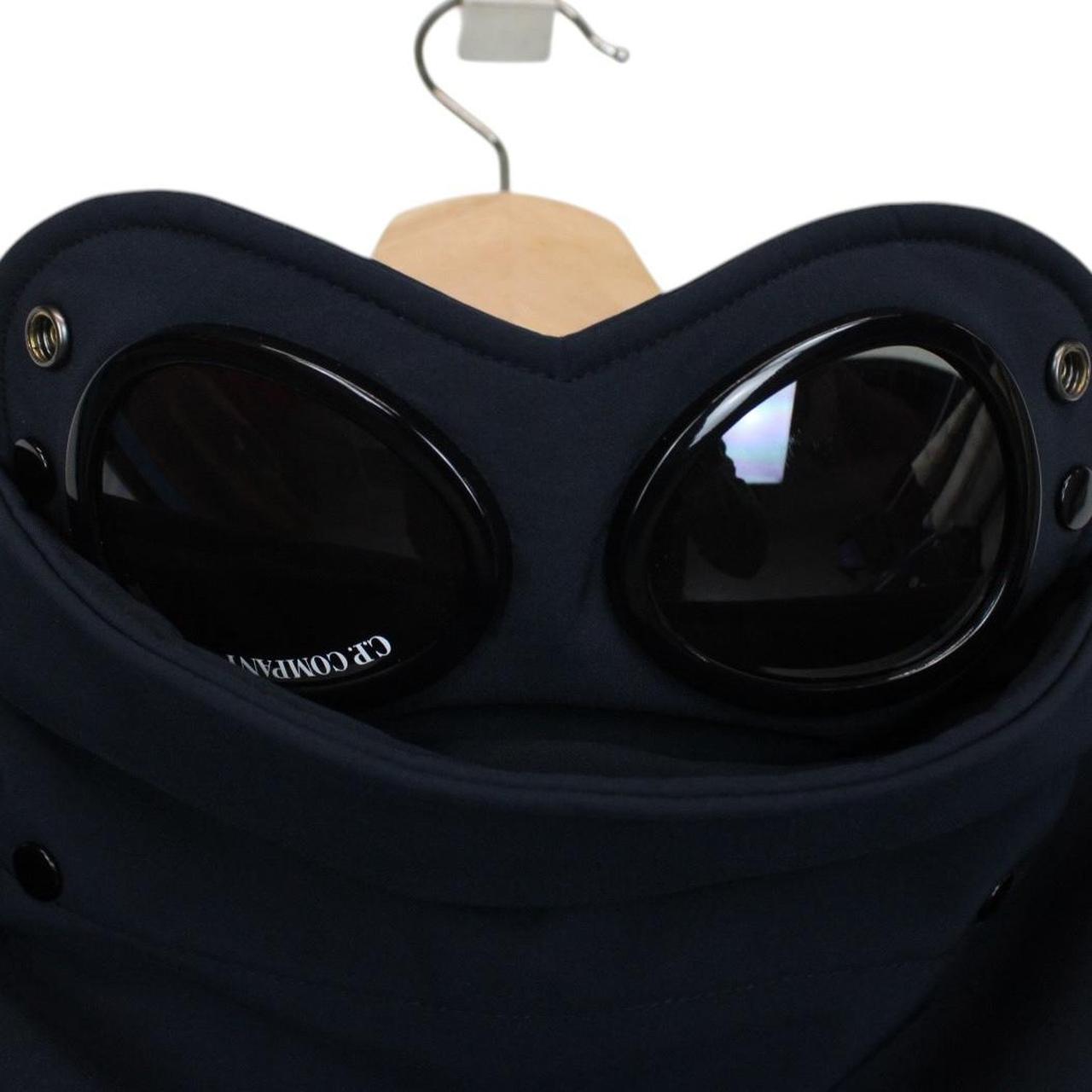 CP Company Navy Blue Full Zip Hooded Soft Shell Goggle Jacket