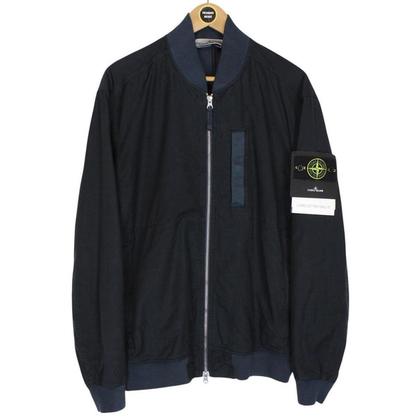 Stone Island SS 2023 Navy Blue Cupro Cotton Twill-TC Bomber Jacket