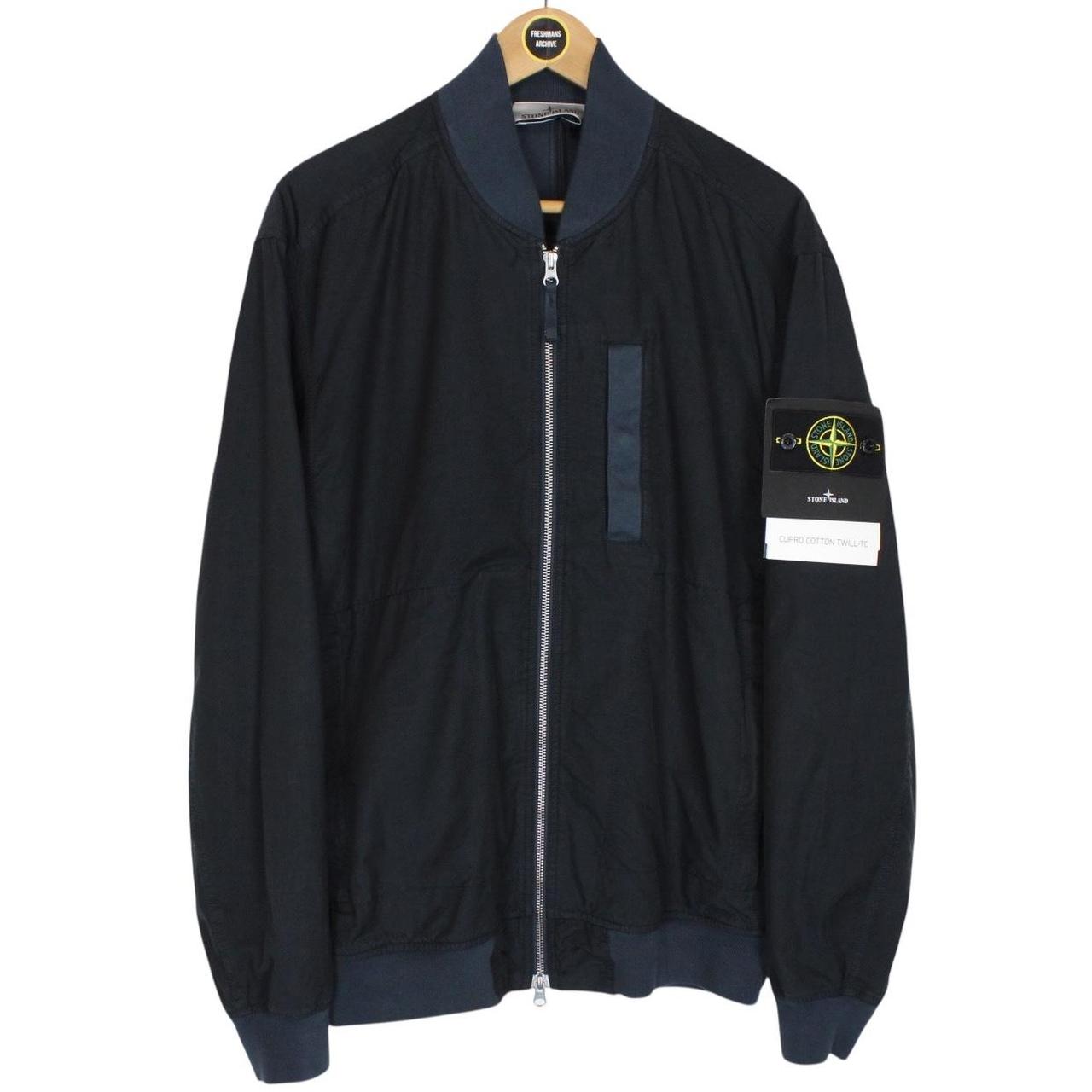 Stone Island SS 2023 Navy Blue Cupro Cotton Twill-TC Bomber Jacket