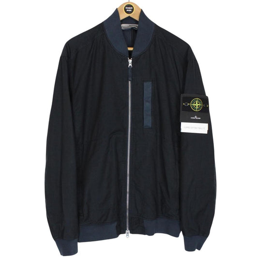 Stone Island SS 2023 Navy Blue Cupro Cotton Twill-TC Bomber Jacket