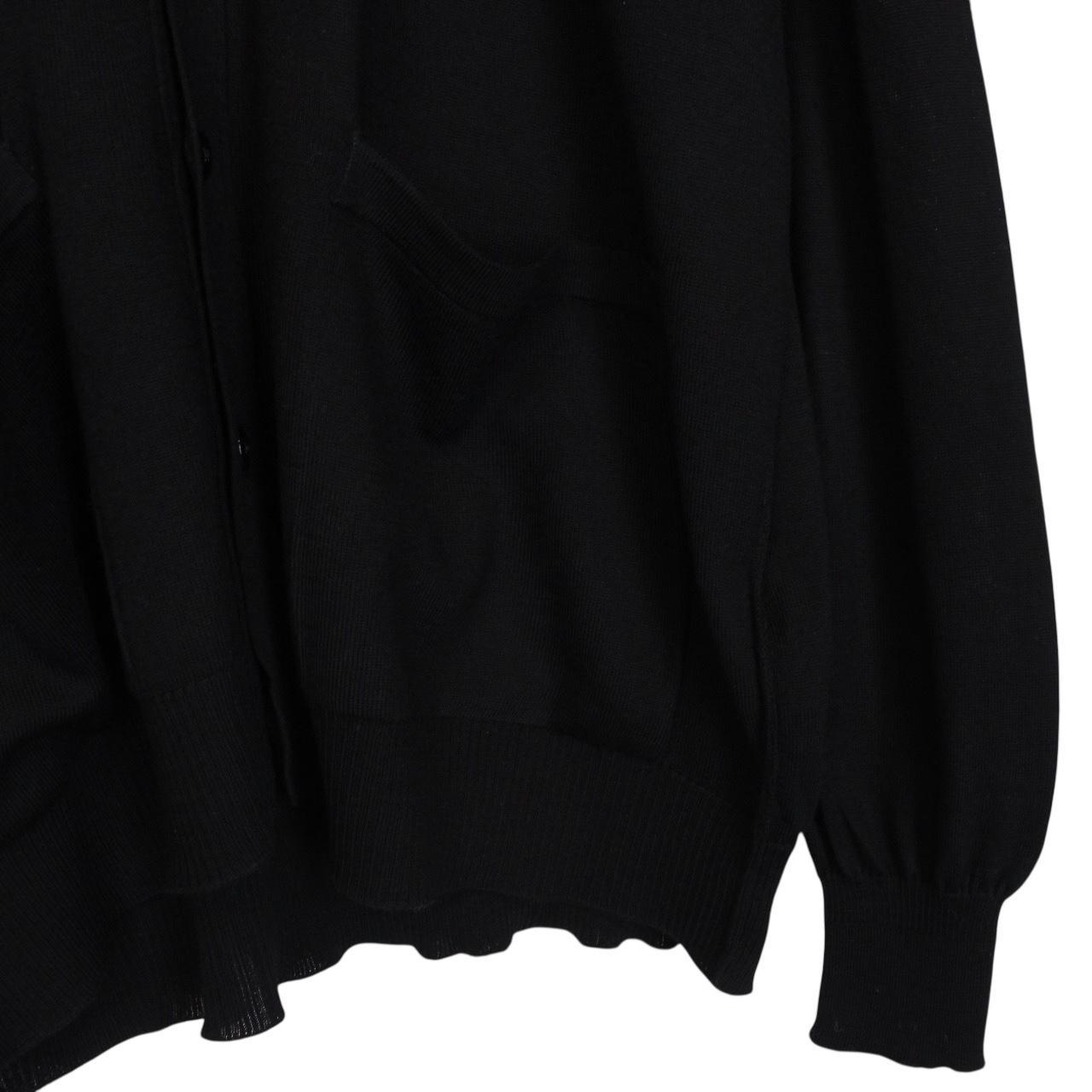 Stone Island AW 2024 Black Virgin Wool Knit Button Up Cardigan