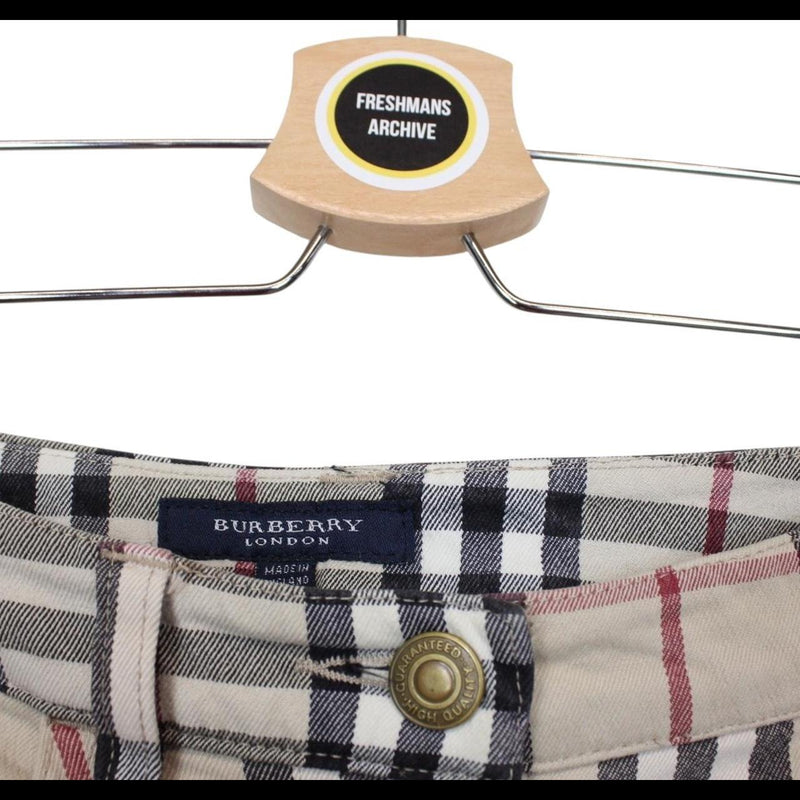 Vintage Burberry London Beige Nova Check Denim Skirt