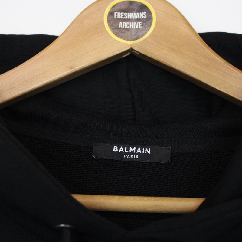 Balmain Paris Black and White Logo Print Pullover Hoodie Jumper