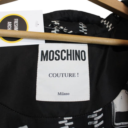 Moschino Black Full Zip Logo Nylon Puffer Jacket