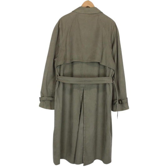 Vintage 90s Burberry Green Single Breasted Belted Trench Coat