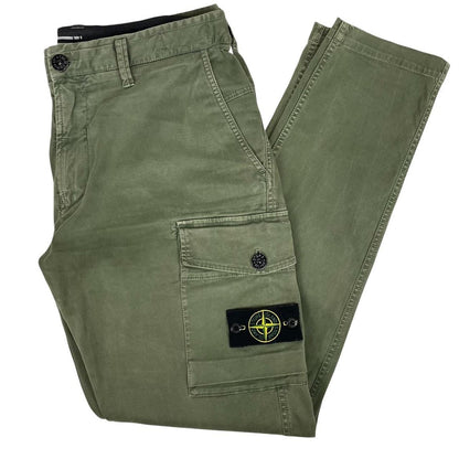 Stone Island AW 2021 Green Slim Fit Cargo Trousers