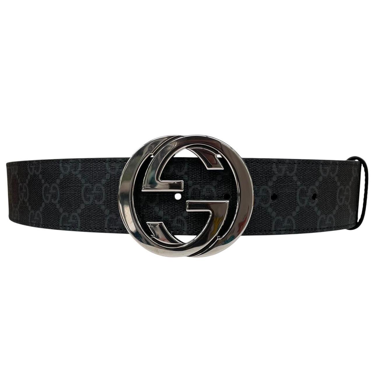 Gucci Black GG Supreme Monogram Canvas Belt with GG Buckle