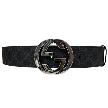 Gucci Black GG Supreme Monogram Canvas Belt with GG Buckle