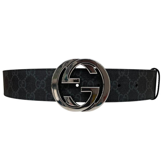 Gucci Black GG Supreme Monogram Canvas Belt with GG Buckle