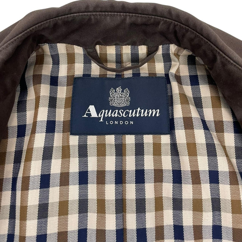 Aquascutum Brown House Check Double Breasted Belted Trench Coat