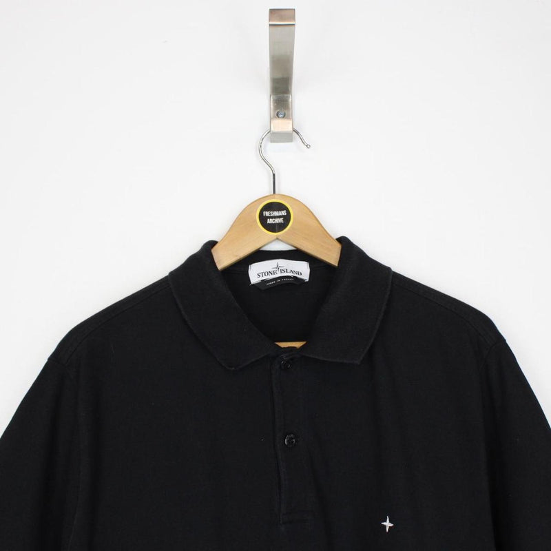 Stone Island AW 2021 Black Short Sleeve Compass Polo Shirt