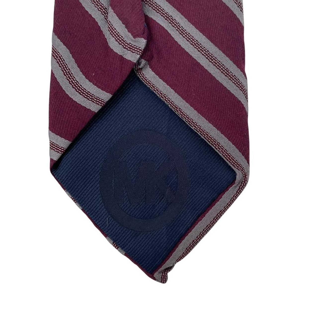 Michael Kors Burgundy Striped Silk Blend Tie